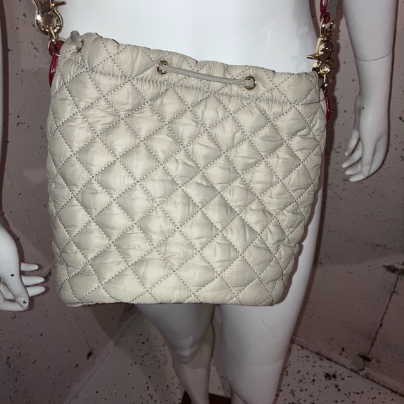 MZWALLACE Quilted Beige/gray Crossbody Bag with Yellow Accents - Picture 8 of 11